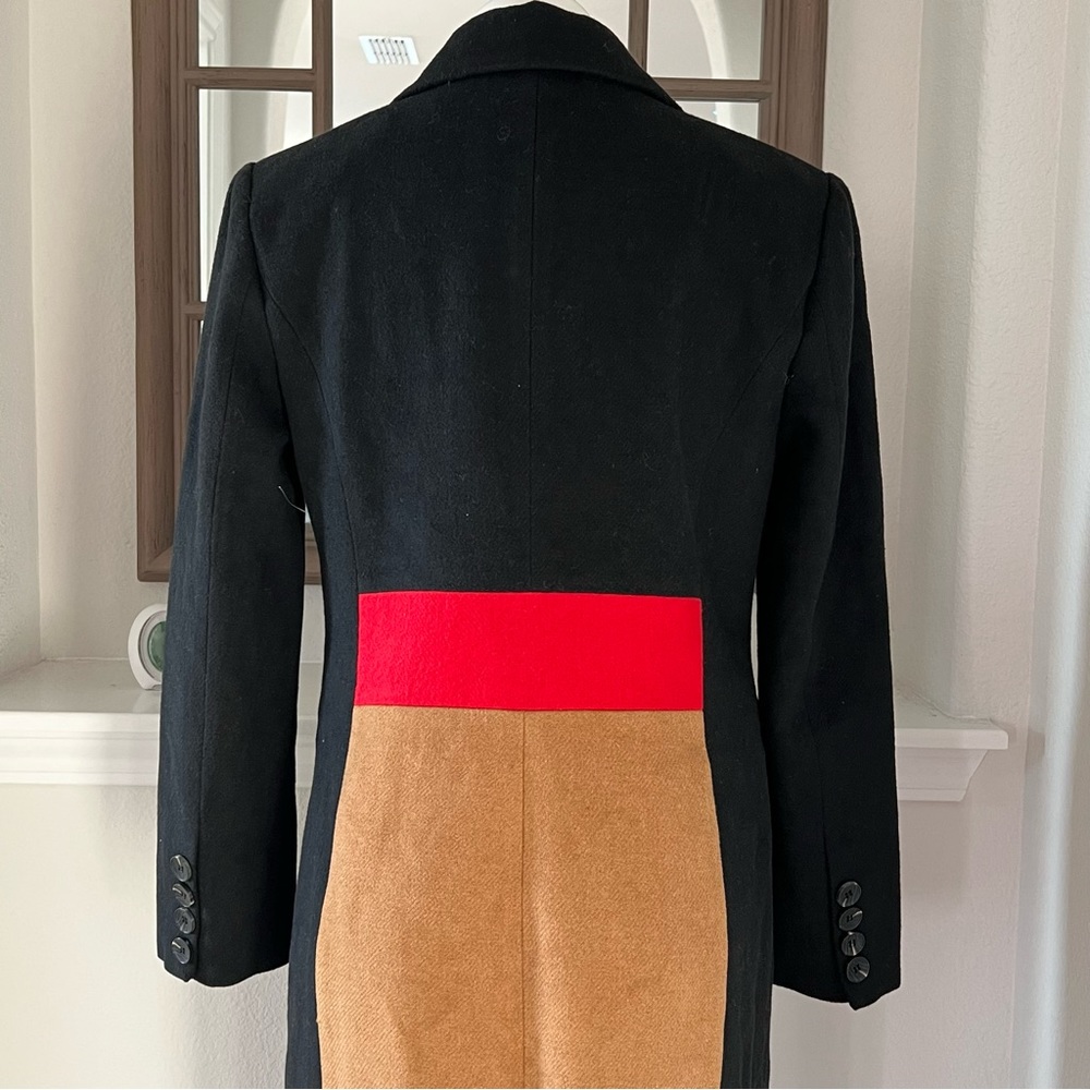 NEW Avec Les Filles ColorBlock Trench Coat, Black Red Camel Size S Retail ~ $500 - Picture 8 of 17